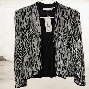 NWT Laurence Kozar Black and Silver Blazer Size--Large
